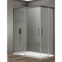Allstone - Cabine Paroi de douche d'angle 2+2 basic, Sans profil inférieur, 5 couleurs de profilés, 2 types de verre 6mm en aluminium profil Titane