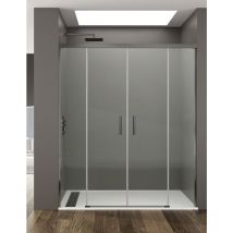 Cabine Paroi de douche frontale 2+2 Allstone basic, Sans profil inférieur, 5 couleurs de profilés, 2 types de verre 6mm en aluminium profil Titane