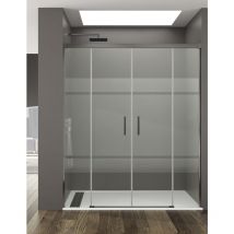 Allstone - Cabine Paroi de douche frontale 2+2 basic, Sans profil inférieur, 5 couleurs de profilés, 2 types de verre 6mm en aluminium profil Titane