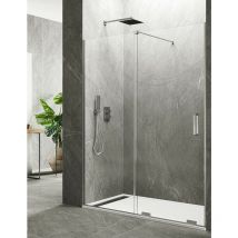 Cabine - Paroi de douche frontale keres 1+1 sans profilés supérieurs et inférierus. Verre de 8 mm 110-115 cm barre de stabilisation Perpendiculaire
