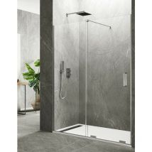 Cabine - Paroi de douche frontale KERES 1+1 sans profilés supérieurs et inférierus. Verre de 8 mm 120-125 cm barre de stabilisation Perpendiculaire