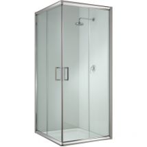 Idralite - Parois cabine de douche angulaire coulissante verre transparent h 185 mod. Alabama 75x75 cm carré