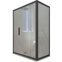Forte - Cabine parois douche coulissante 80x130 Anthracite Deco Duo