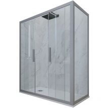 Cabine parois douche coulissante 80x140 Gris argent Glam Duo
