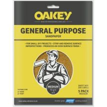 Oakey - 66261135688 Glasspaper Sanding Sheets 230 x 280mm Medium 70G 5 OAK58289