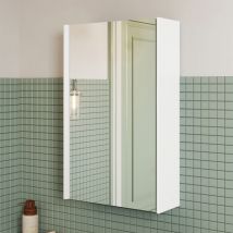 Meuble de Salle de Bain Mural avec Porte-Miroir – Armoire Compacte à 1 Porte Réversible (Gauche/Droite), Étagère Réglable Intérieure et Bords