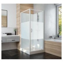 Leda – Cabine de douche 90 x 90 cm – Porte pivotante en verre opaque – Installation facile – Design contemporain