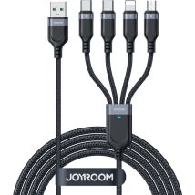 Câble 4en1 USB-A - 2x USB-C iPhone Lightning microUSB 1,2m noir