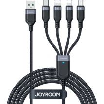 Câble 4en1 USB-A - USB-C 2x iPhone Lightning microUSB 1,2m noir