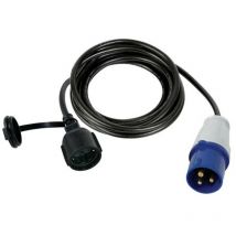 Câble adaptateur, H07RN-F 3G1.5, 3 m, 16 A/230 v, 3680 w, type f vers cee, usage intérieur et extérieur, caoutchouc, bleu - Perel