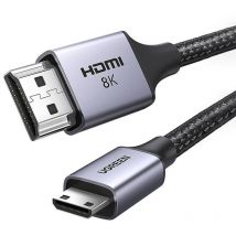 Câble adaptateur mini HDMI vers HDMI 8K, 2 m, gris