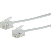 Fujionkyo - Câble ADSL/Modem Plat RJ11 téléphonique mâle/mâle blanc 2 mètres 423082