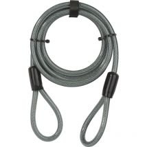 Câble antivol Yale 2,2m - Spirale, 2 boucles acier tressé - Idéal en complément d'antivol U/cadenas - Noir/Gris