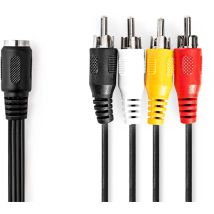 Câble audio din din 5-Pin Femelle 4x rca Mâle Plaqué nickel 0.20 m Rond pvc Noir Label