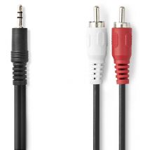 Nedis - Câble audio stéréo 3.5 mm Mâle 2x rca Male Plaqué nickel 3.00 m Rond Noir Label