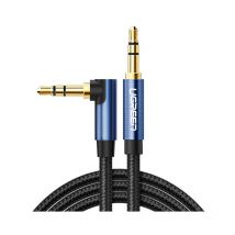 Câble câble AUX coudé 2x mini jack 3,5mm 1,5m bleu