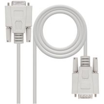 Nano Cable - NanoCable 10.14.0506 - Cable Serie RS232 de comunicaciones Null Modem, DB9/M-DB9/H, Macho-Hembra, Beige, 6mts