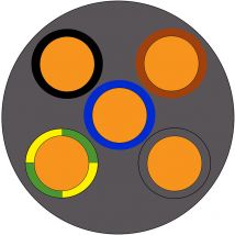 Rs Pro - Câble d'alimentation 5G4 mm², gaine pvc Gris, Retardant à la flamme, 100m ( Prix pour Bobine de 100 Mètres )