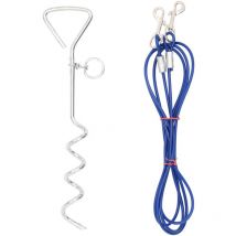 Câble d'attache pour chien avec piquet de sol 5 m