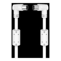 Cable de antena m-h 90o(Cable de 1,5m, Ideal para tv por Cable, triple blindaje, Enchufe coaxial, 90dB, conector de ángulo recto) Color blanco - Hama