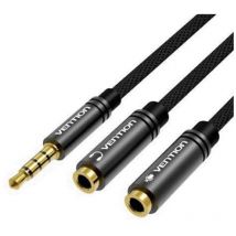 Cable de audio Splitter Jack male de 3.5 mm avec 2 connecteurs (casque et écouteurs) pour deux jacks stéréo de 0.3 mètres - - Vention