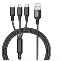 Câble de charge rapide tressé en nylon 3 en 1 - Câble de données usb Micro/USB Type-C/Lightning usb pour smartphones