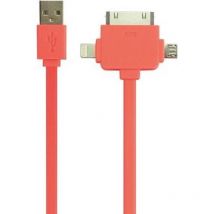 Markenartikel - Velleman 3-In-1 Usb 2.0 Charging/Sync Cable - Male/Male - Fluorescent Orange - 1 m - Or