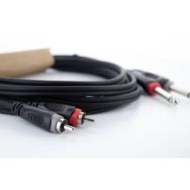 Cordial - Câble de raccordement 14839 Jack / Cinch-RCA audio [2x Jack mâle 6,3 mm (mono) - 2x Cinch-RCA mâle] 1 m noir ga