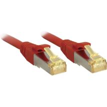 47293 RJ45 Câble réseau, câble patch cat 6a (câble brut cat 7) s/ftp 1.50 m rouge avec cliquet d'encastrement 1 p - Lindy
