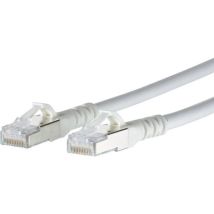 1308457088-E RJ45 Câble réseau, câble patch cat 6a s/ftp 7.00 m blanc avec cliquet d'encastrement 1 pc(s) R05549 - Metz Connect