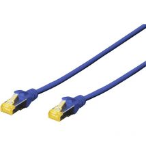 DK-1644-A-0025/B RJ45 Câble réseau, câble patch cat 6a s/ftp 0.25 m bleu sans halogène, torsadé par paire, avec cliquet d'encastrement, i S138291