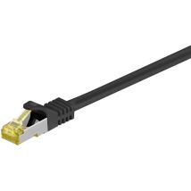RJ45 Câble Patch, cat 6A s/ftp (PiMF), 500 MHz, avec cat 7 Câble Brut, noir, gaine de câble lszh sans halogène, cuivre, connecteur RJ45 (cat 6A).