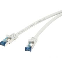 Renkforce - RF-4145286 RJ45 Câble réseau, câble patch cat 6a s/ftp 3.00 m gris avec cliquet d'encastrement, ignifuge 1 pc