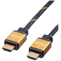 Câble de raccordement Roline HDMI Fiche mâle HDMI-A 5.00 m noir, or 11.04.5565 blindage double, contacts dorés Câble HD