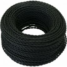 Câble Electrique Textile 10M,Rétro Corde de chanvre tressé torsadée Câble 2x0,75 mm², 2 fils torsadés toronnés,pour DIY Pendentif Lampe/Noir