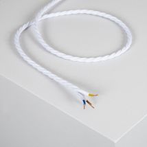 Câble Électrique Textile Tressé Blanc 4 m