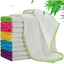 Lot de 10 torchons en bambou 30,5 x 30,5 cm, lavables en machine, absorbants et réutilisables, pour la vaisselle et les odeurs (fibre de bambou, 10