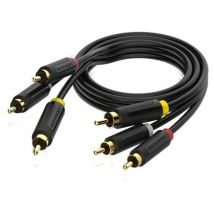 Cable stereo Vention bcabh/ 3x male rca -- 3x male rca/ 2m/ black