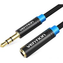 Cable de extensión de audio con conector de nylon de 3,5 mm - Negro metálico Vention 5m