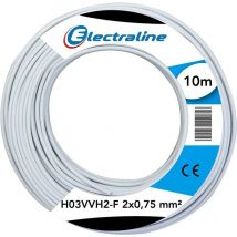 Câble Electraline h03vvh2-f 2x0,75 couleur blanc - 10901