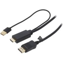 Adnauto - Cable hdmi vers DisplayPort avec cable d'alimentation usb 2m - Noir