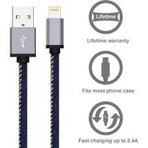 Câble iPhone [1m+1m/Lot de 2] Cable Chargeur iPhone Certifié MFi Câble Lightning avec Connecteur Résistant Fil Charge Rapide Compatible avec iPhone