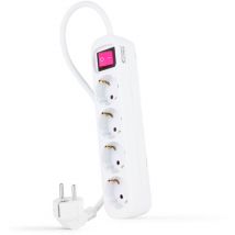 Nano Cable - Prise de courant à 4 prises avec interrupteur, 1,4 mètre Blanc