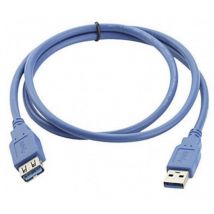Câble usb usb 3.2 Gen1 (usb 3.0) usb-a mâle, usb-a femelle 2.00 m bleu contacts dorés, certifié ul 322379-CG - bleu - Manhattan