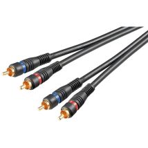 Goobay - Cable noir rca Male vers rca Male dore 3m