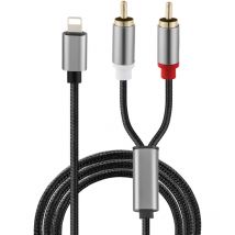 Tonchean - Câble rca pour i-Phone, Cable Lightn-ing vers rca pour i-Phone i-pad Tablette, Adaptateur Audio Auxiliaire Stéréo pour Amplificateur de