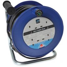 Masterplug - LDCC3013/4BL-MP Heavy-Duty Cable Reel 240V 13A 4-Socket Thermal Cut-Out 30m MSTLDCT30134