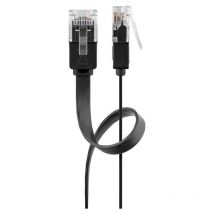 Goobay - cat 6 Câble Patch Plat, u/utp, noir, conducteur en cuivre (cu). Longueur de câble 1.5 m