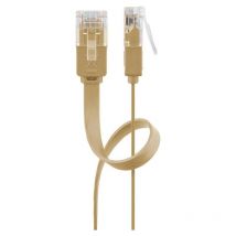Goobay - cat 6 Câble Patch Plat, u/utp - conducteur en cuivre (cu), Marron clair, 10 m (95881)