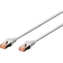 DK-1644-100 RJ45 Câble réseau, câble patch cat 6 s/ftp 10.00 m gris sans halogène, torsadé par paire, avec cliquet d'encastrement, ignifu R45190